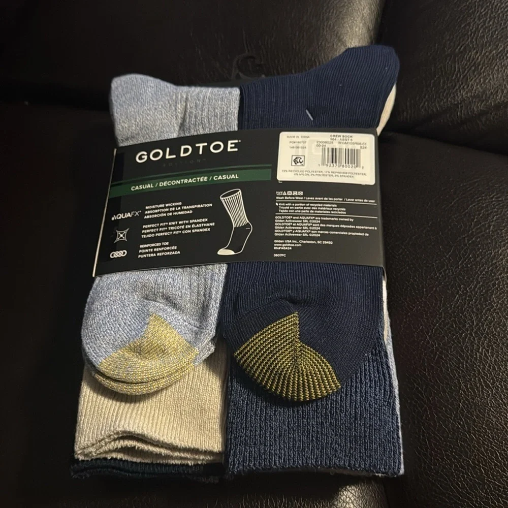 GoldToe Edition Mens Casual Rib Crew Socks Assorted, 6 Pack